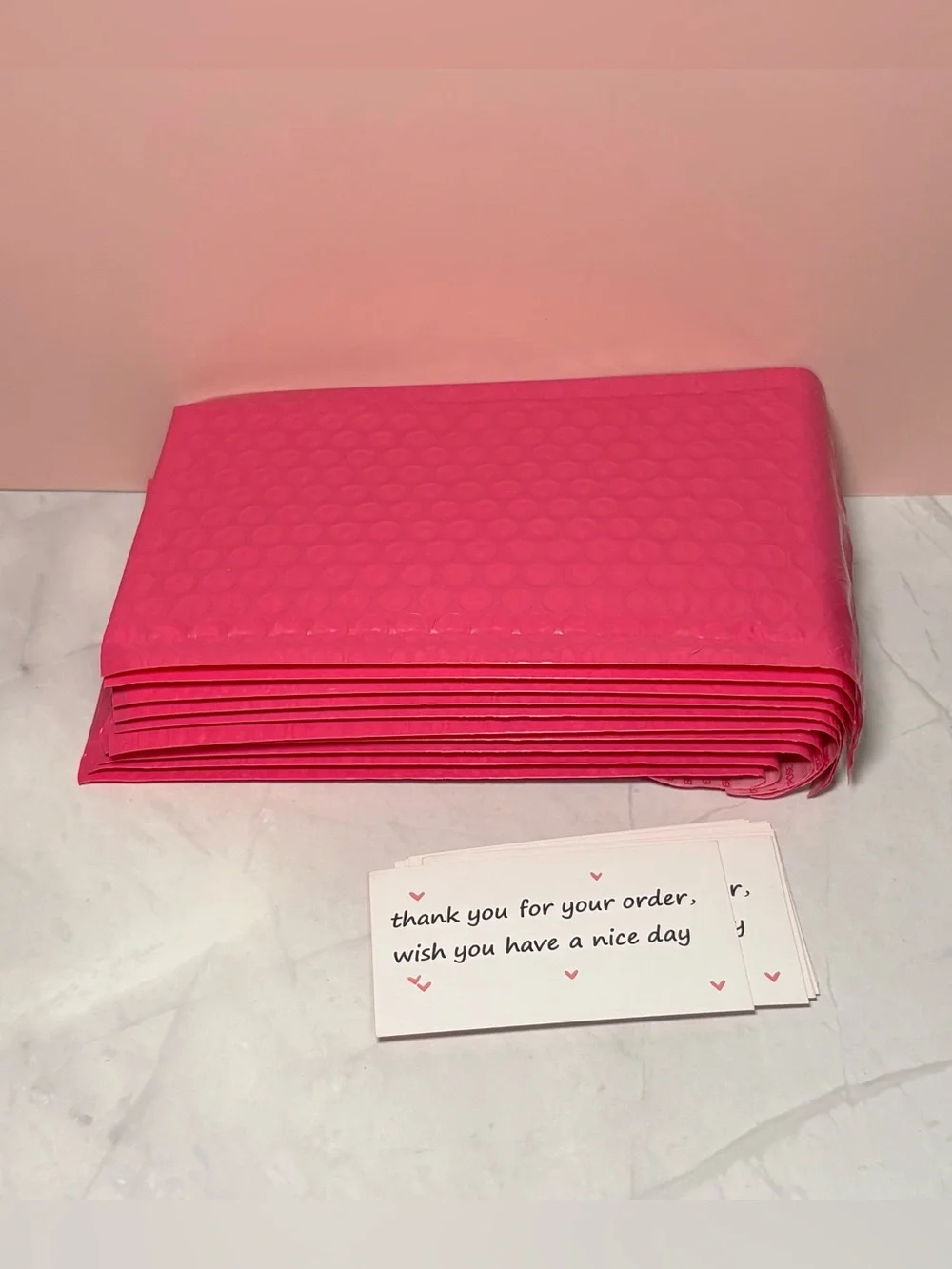 🩷 10 Hot Pink 7.5” x 5” Bubble Mailers with 10 Thank You Cards